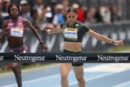 2024 USATF Los Angeles Grand Prix-Sydney McLaughlin-Levrone crossing the finish line